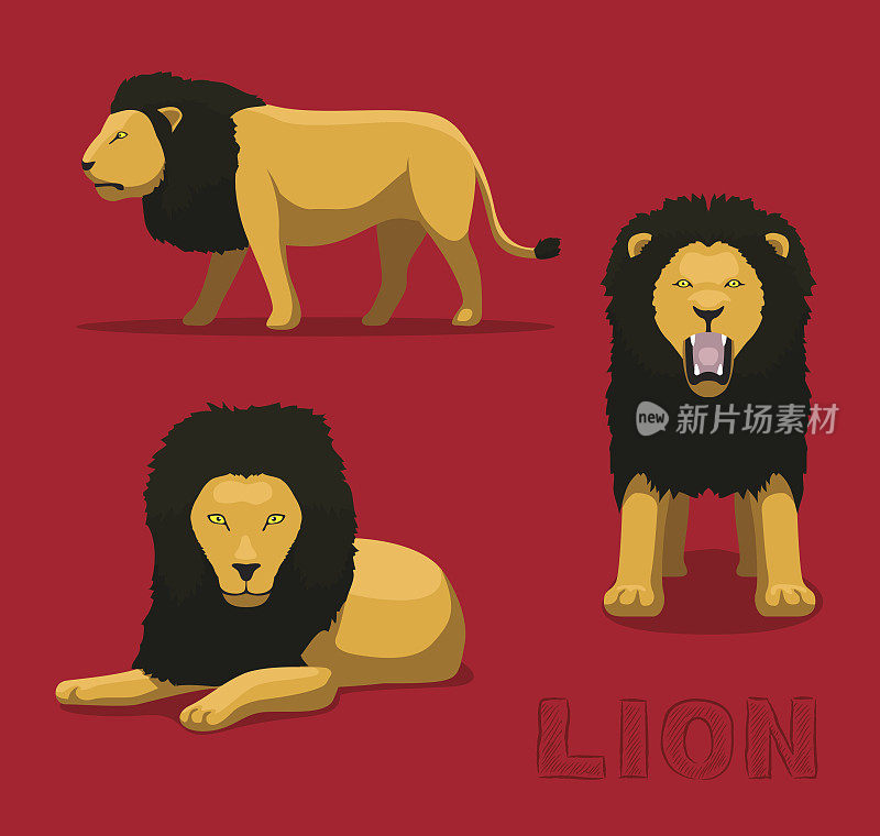 Panthera Lion卡通矢量插图